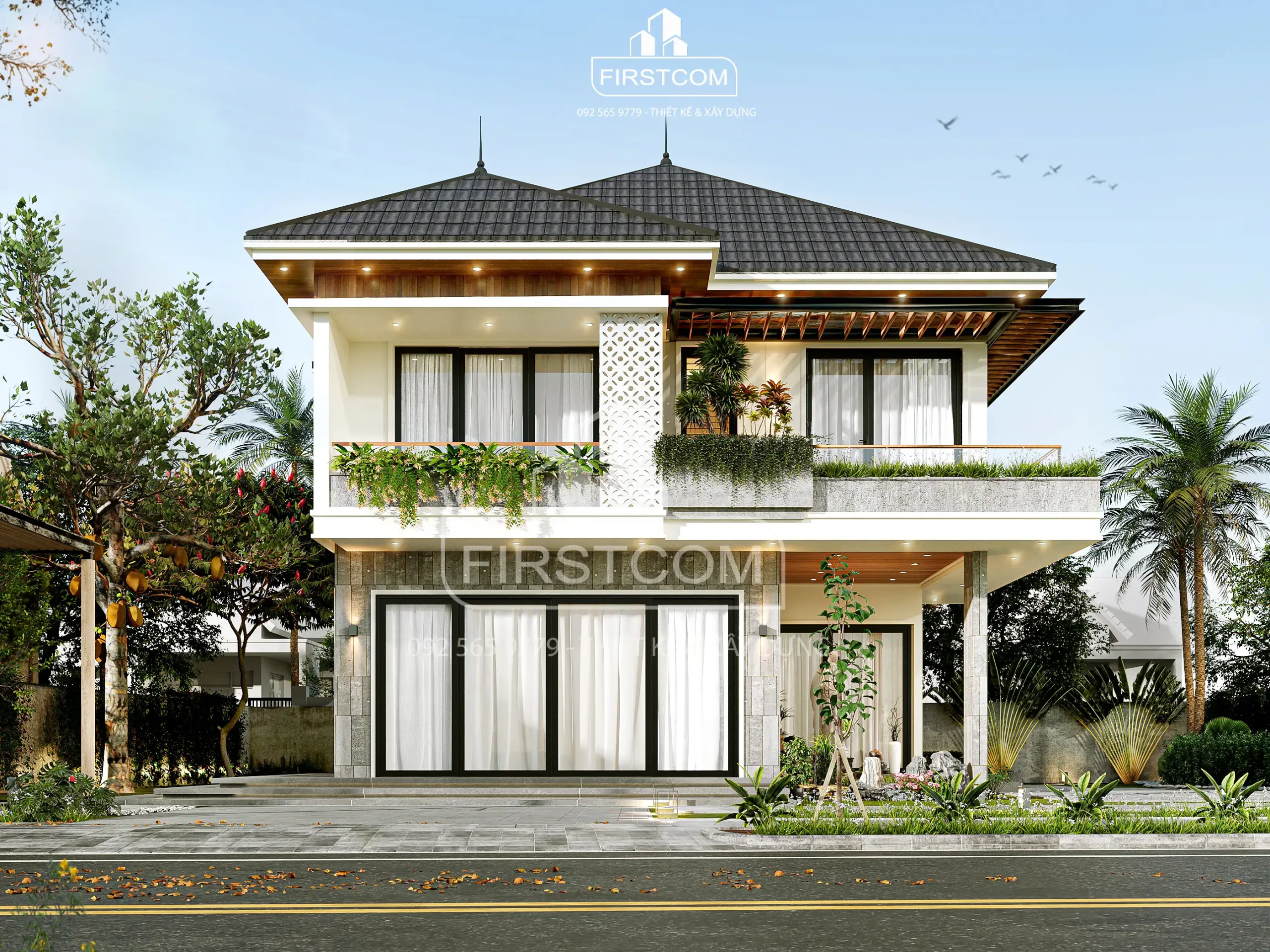 THIẾT KẾ KIẾN TRÚC BIỆT THỰ HÀ TĨNH: HIỆN ĐẠI KẾT HỢP Á ĐÔNG – KHÔNG GIAN SỐNG XANH VÀ BỀ THẾ