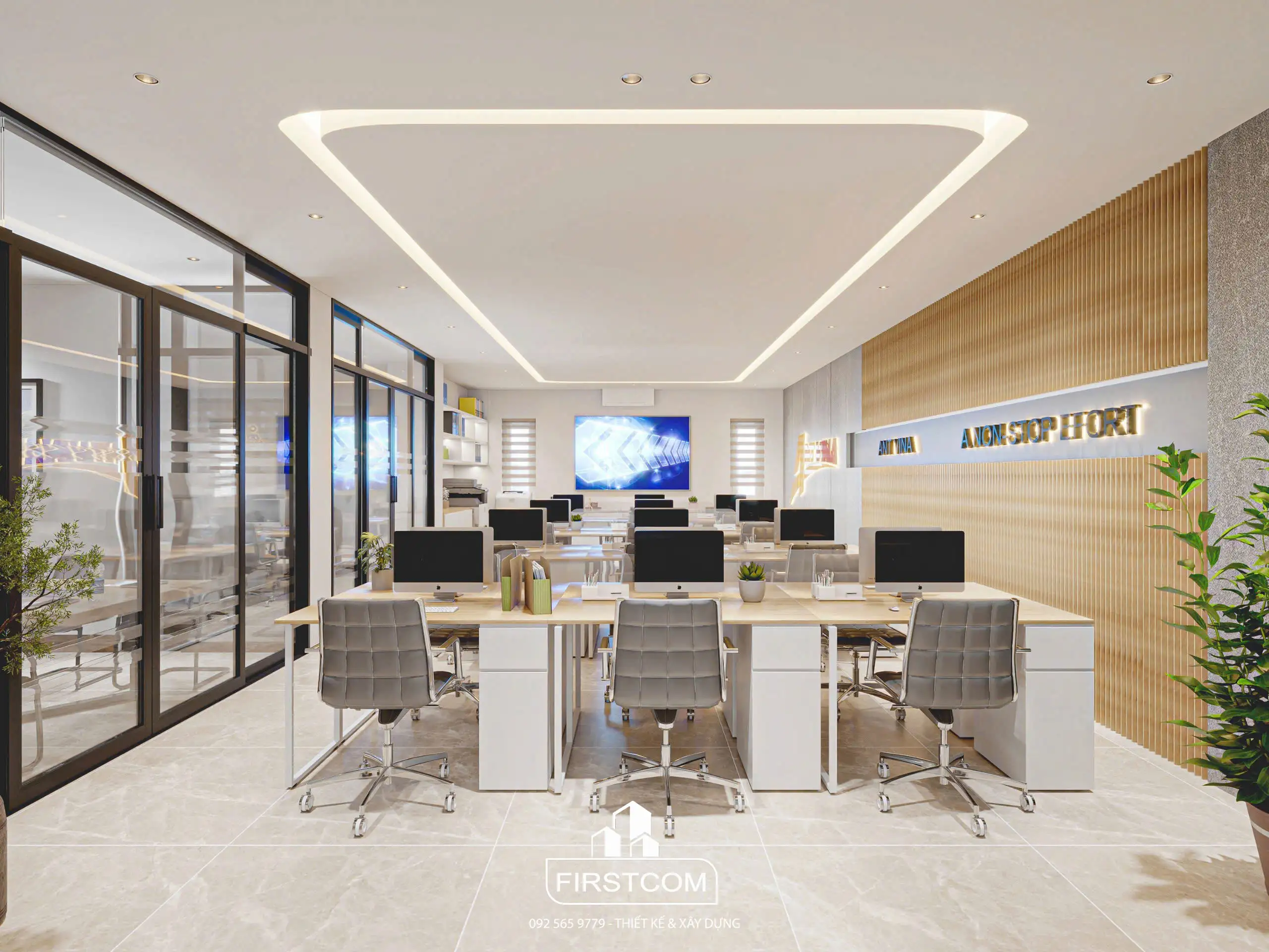 THIẾT KẾ NỘI THẤT VĂN PHÒNG 5 TẦNG TẠI HẢI DƯƠNG: CHUYÊN NGHIỆP, HIỆN ĐẠI & LINH HOẠT